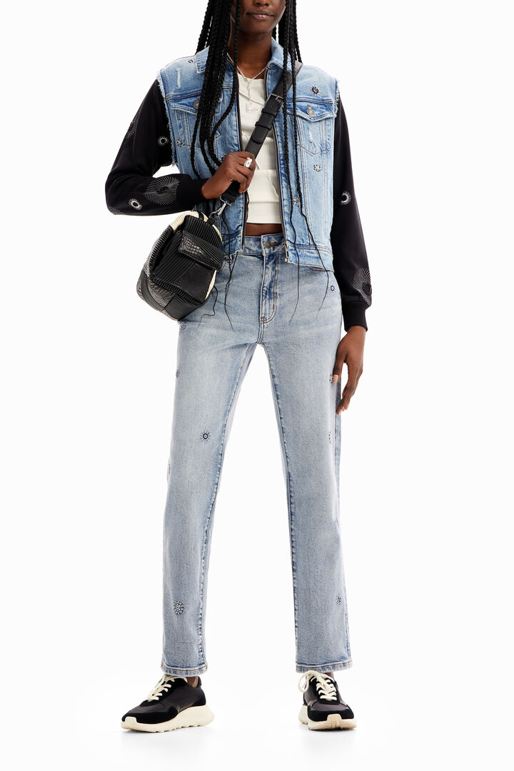 Veste jean hybride broderies | Desigual
