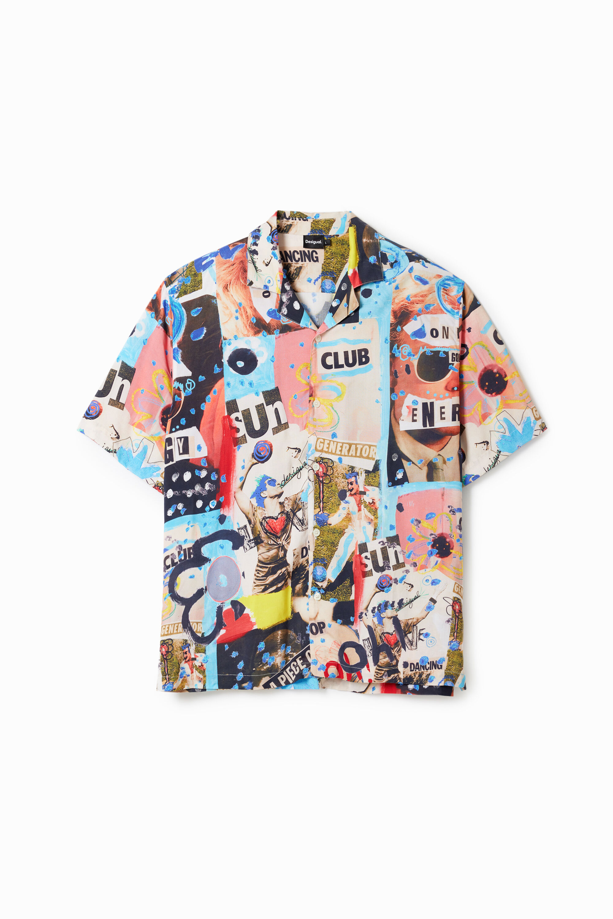 Camisa de manga corta con estampado pop - BLUE - XXL