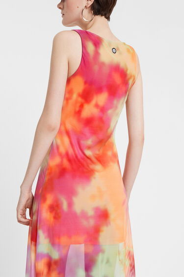 Tie-dye double layer flared dress | Desigual