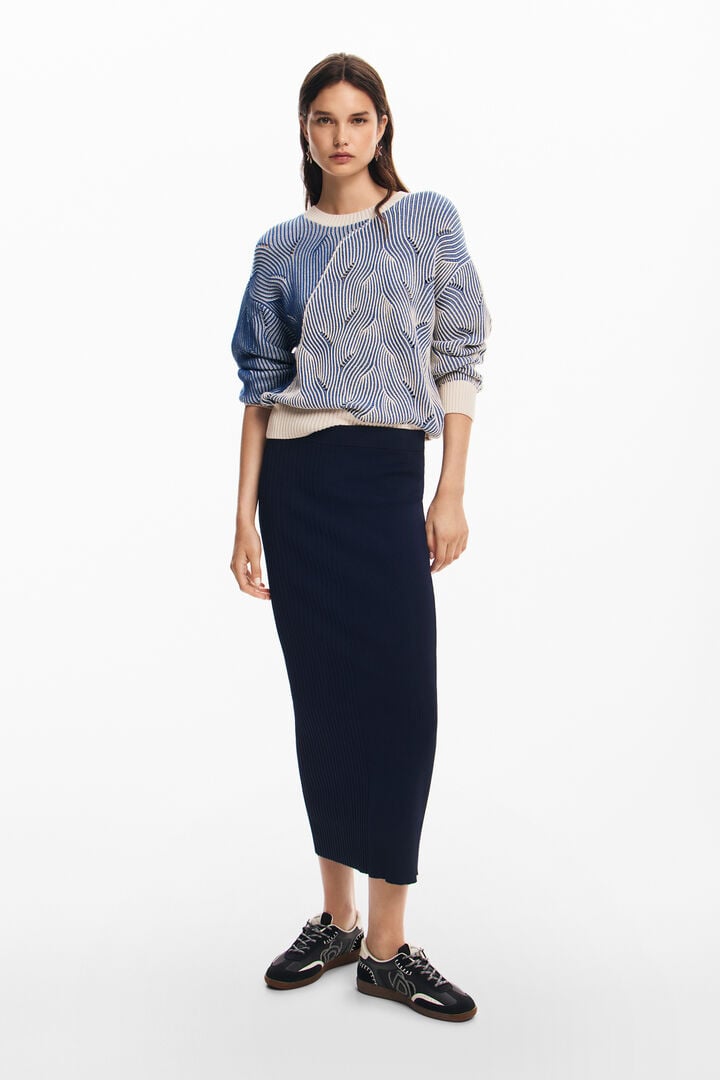 Ribbed knit skirt