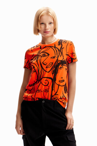 T-shirt visages contraste | Desigual