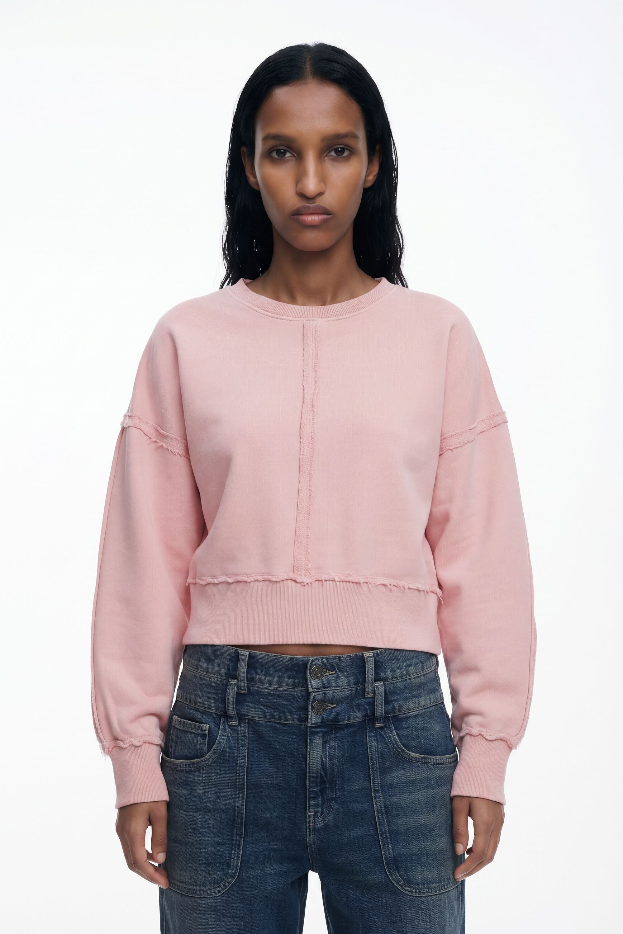 Topstitched sweatshirt - RED - M