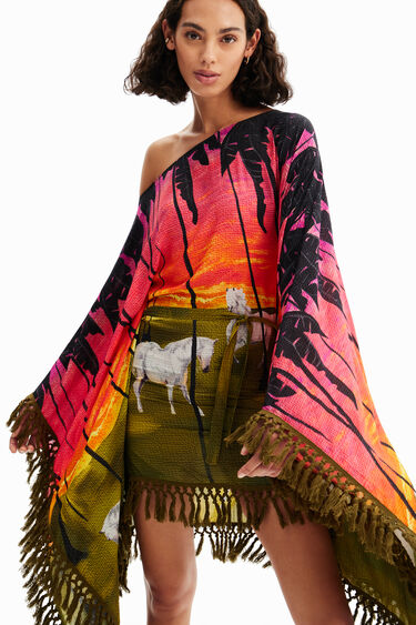 Vestido corto poncho Stella Jean | Desigual