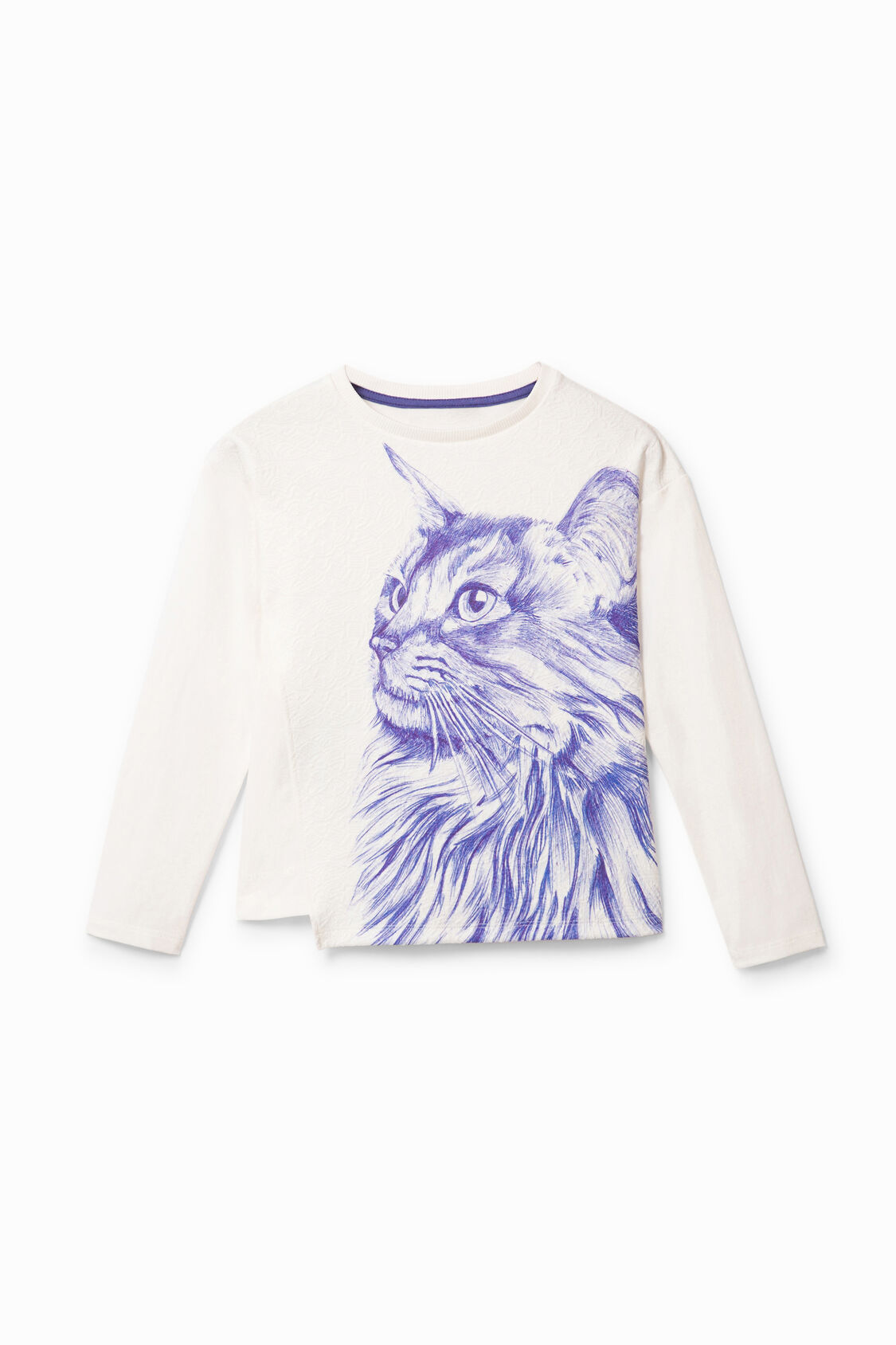 ボールペンイラスト入り アシンメトリーカットラインtシャツ Desigual Com
