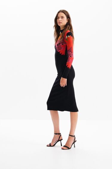 Ribbed floral midi dress | Desigual