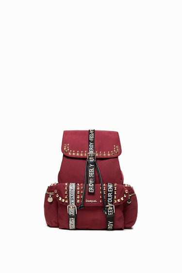 Stud backpack with slogan straps | Desigual