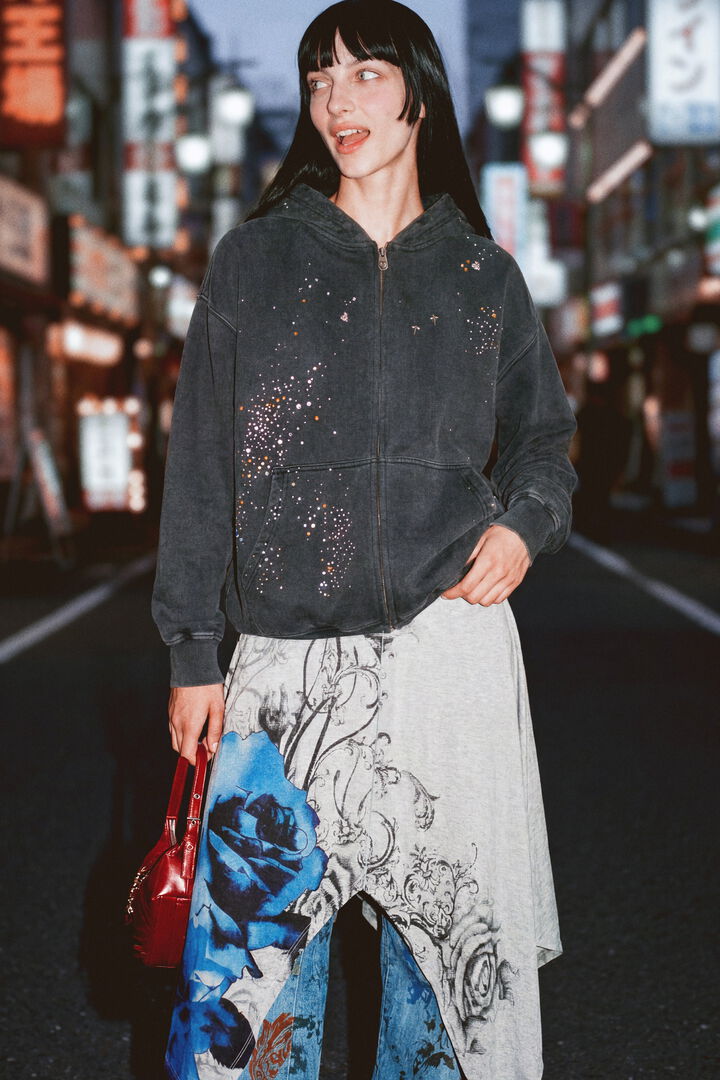 sparkly zip-up sweatshirt