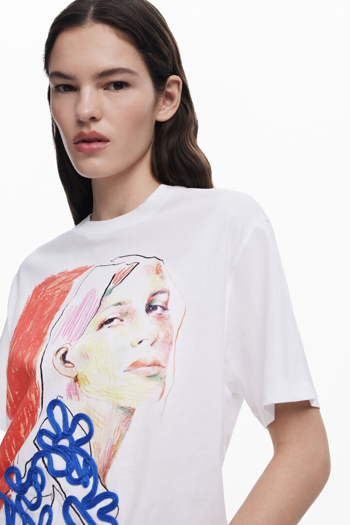 T-shirt visage fleurs | Desigual
