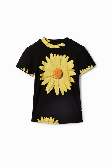 Geribbeld T-shirt met madeliefjes | Desigual