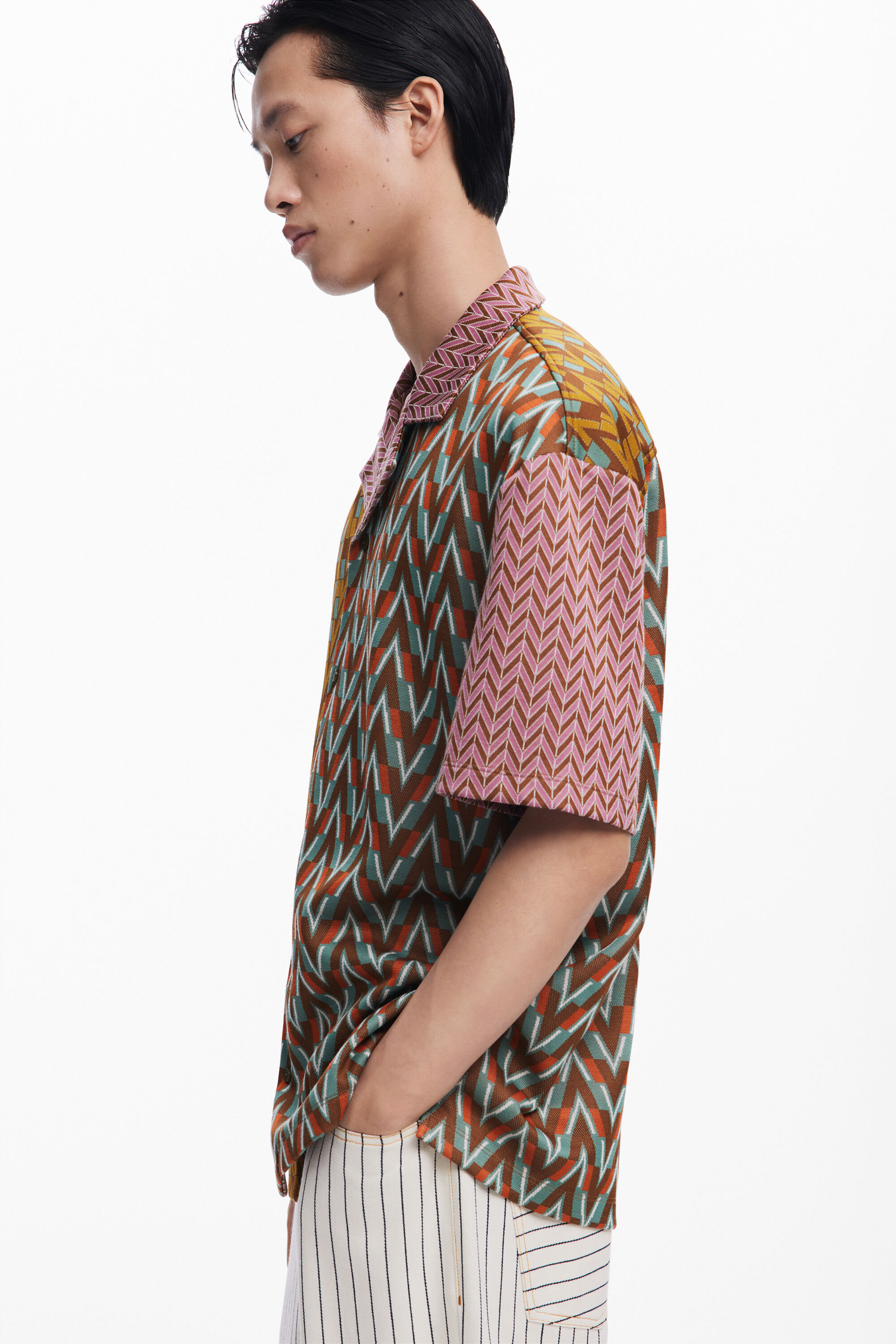 Shop Desigual Sixties Jacquard Shirt In Brown
