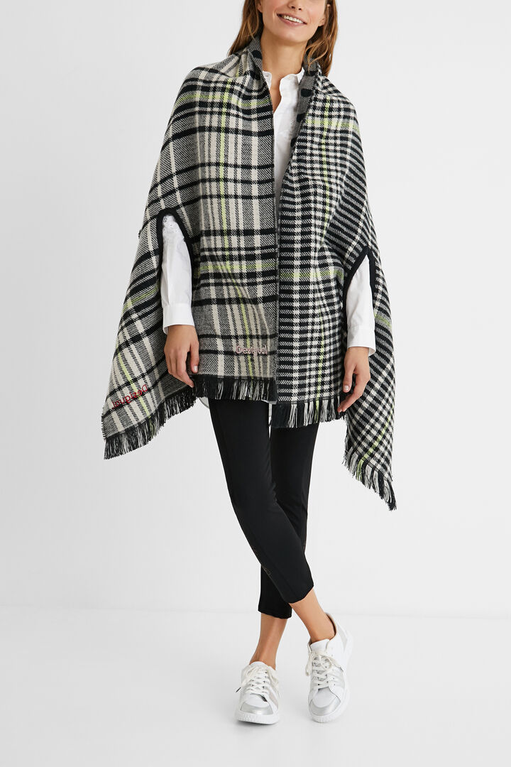 Poncho carré carreaux réversible | Desigual