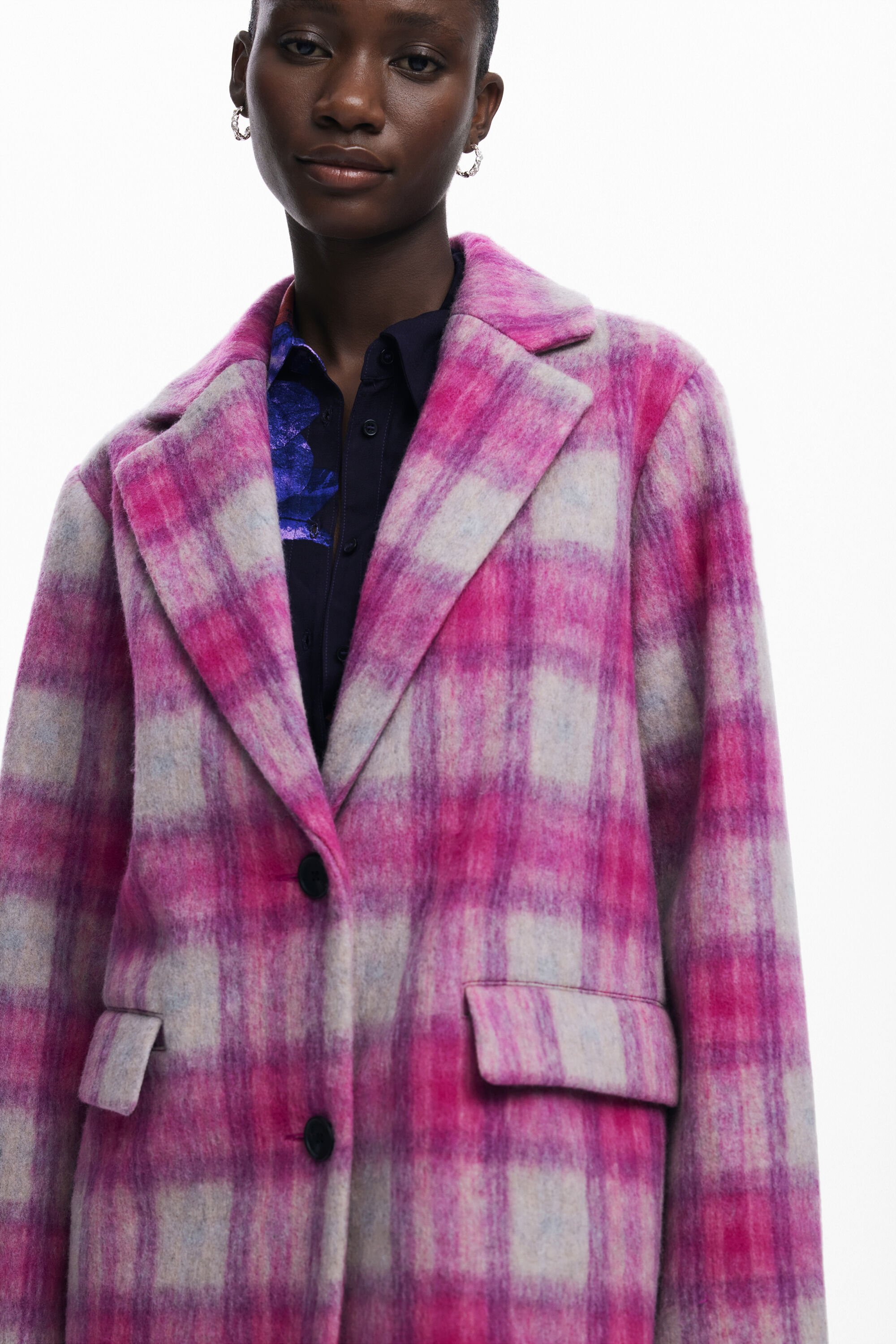 Pink tartan coat discount
