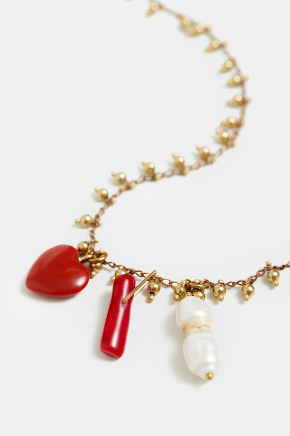 Long golden necklace charms | Desigual