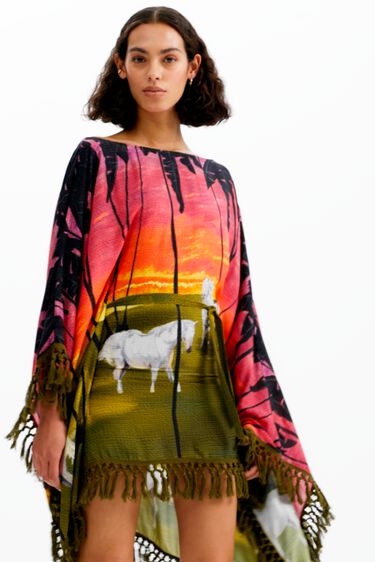 Vestido corto poncho Stella Jean | Desigual