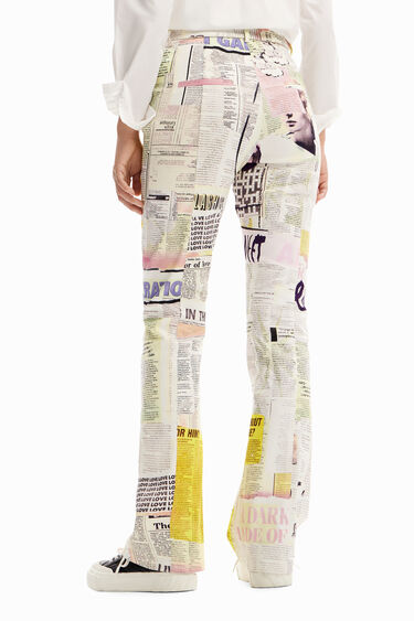 מכנסיים ארוכים בהדפס עיתון לנשים | Desigual