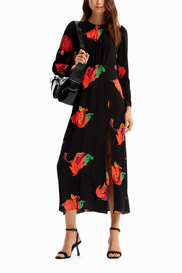 Vestido largo abertura flores | Desigual