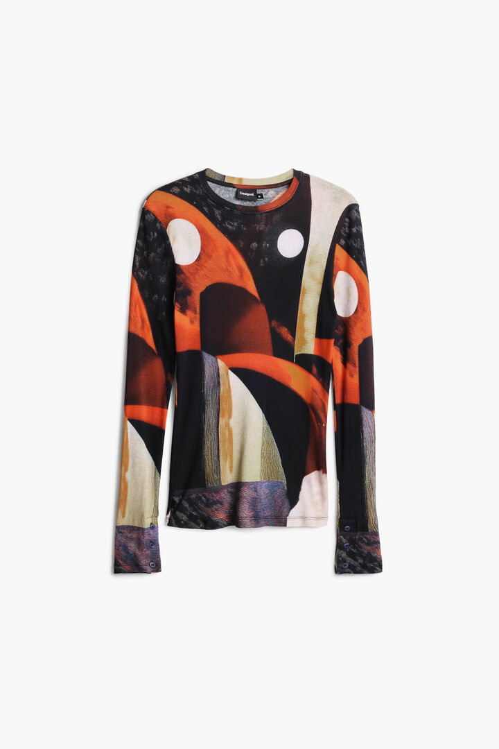 Printed T-shirt with buttons | Desigual