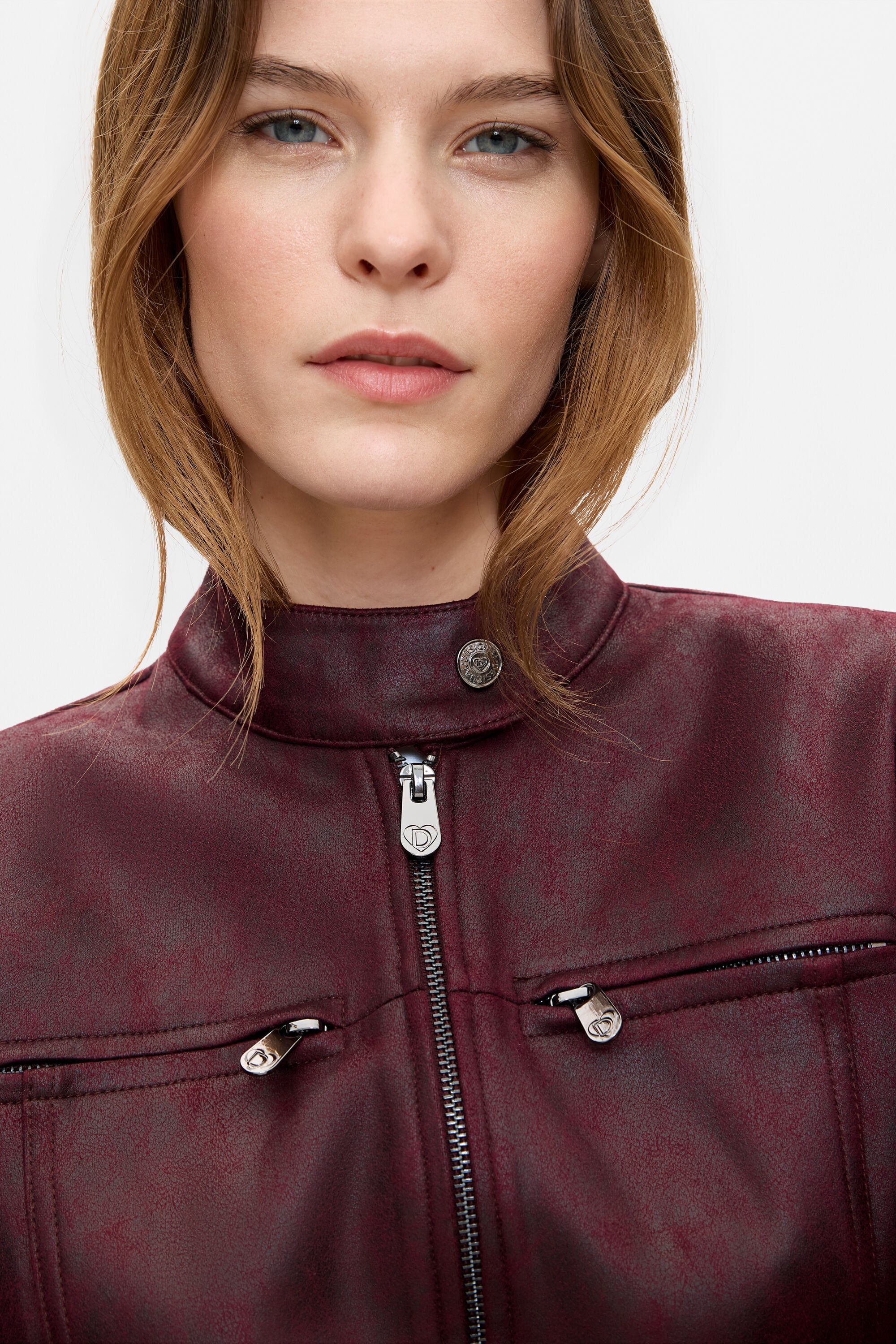 コンビネーションレザールックジャケット 赤 女性用 I Desigual.com