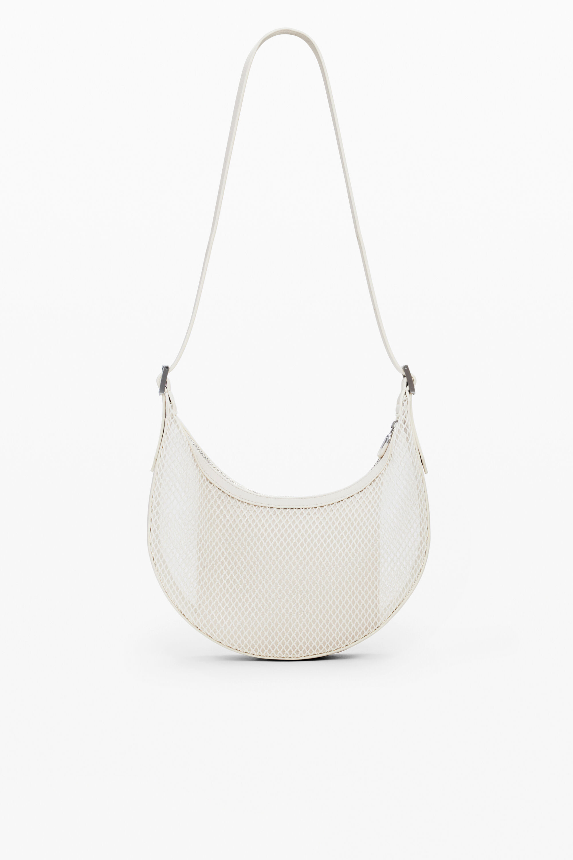Desigual Fishnet Mesh Shoulder Bag In White
