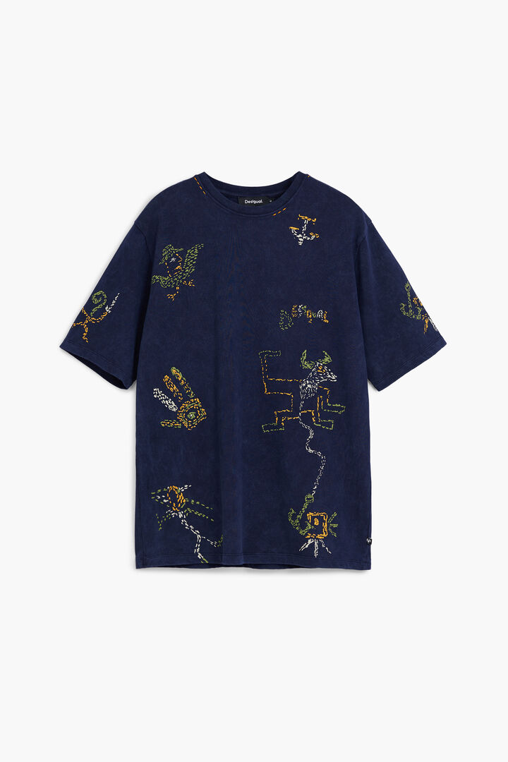 T-shirt with tribal embroidery | Desigual
