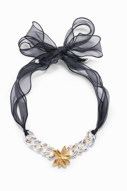 Zalio gold and silver-plated flower and chain necklace