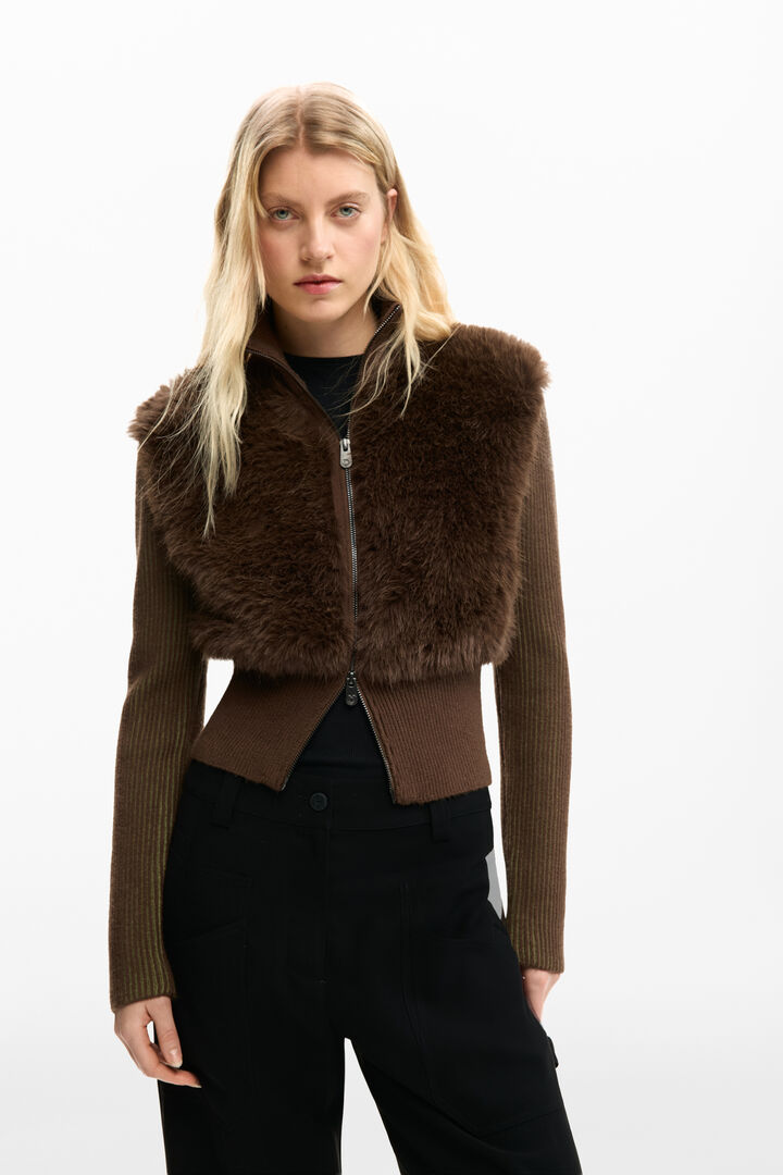 KNIT SWEATER WITH FUR | Desigual