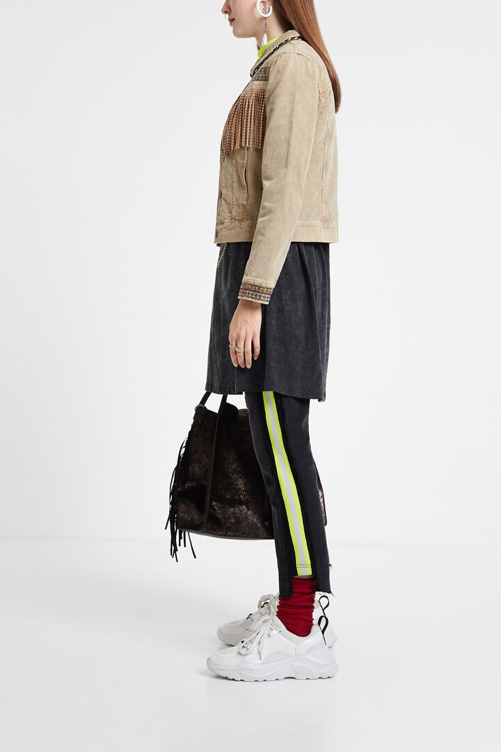 Fringed and embroidered trucker jacket | Desigual
