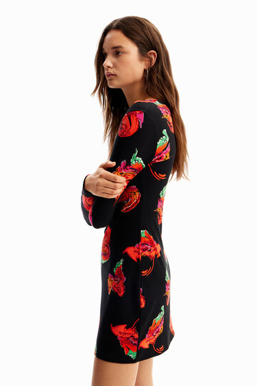 Minikleid Rippstoff Blumen | Desigual