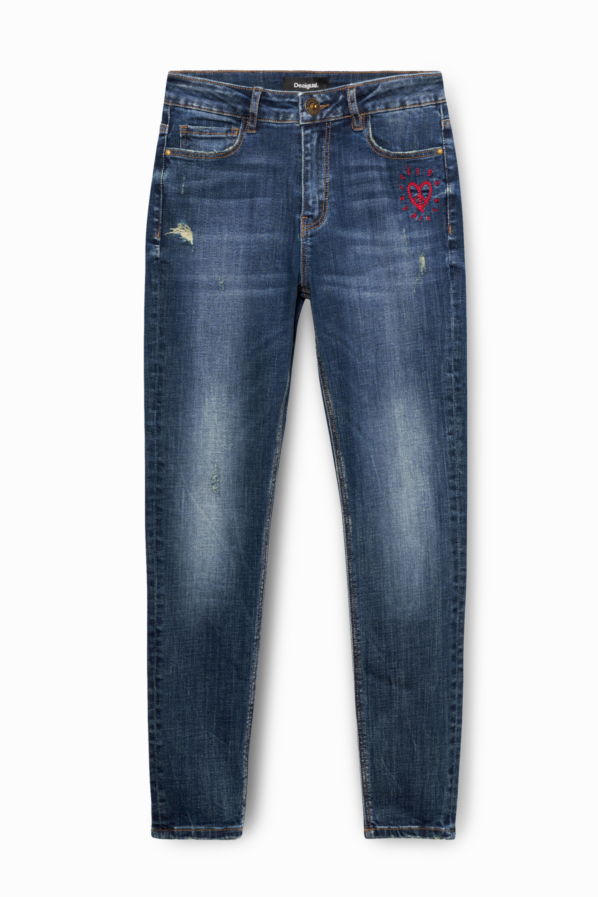 Desigual Skinny Jean Trousers In Blue