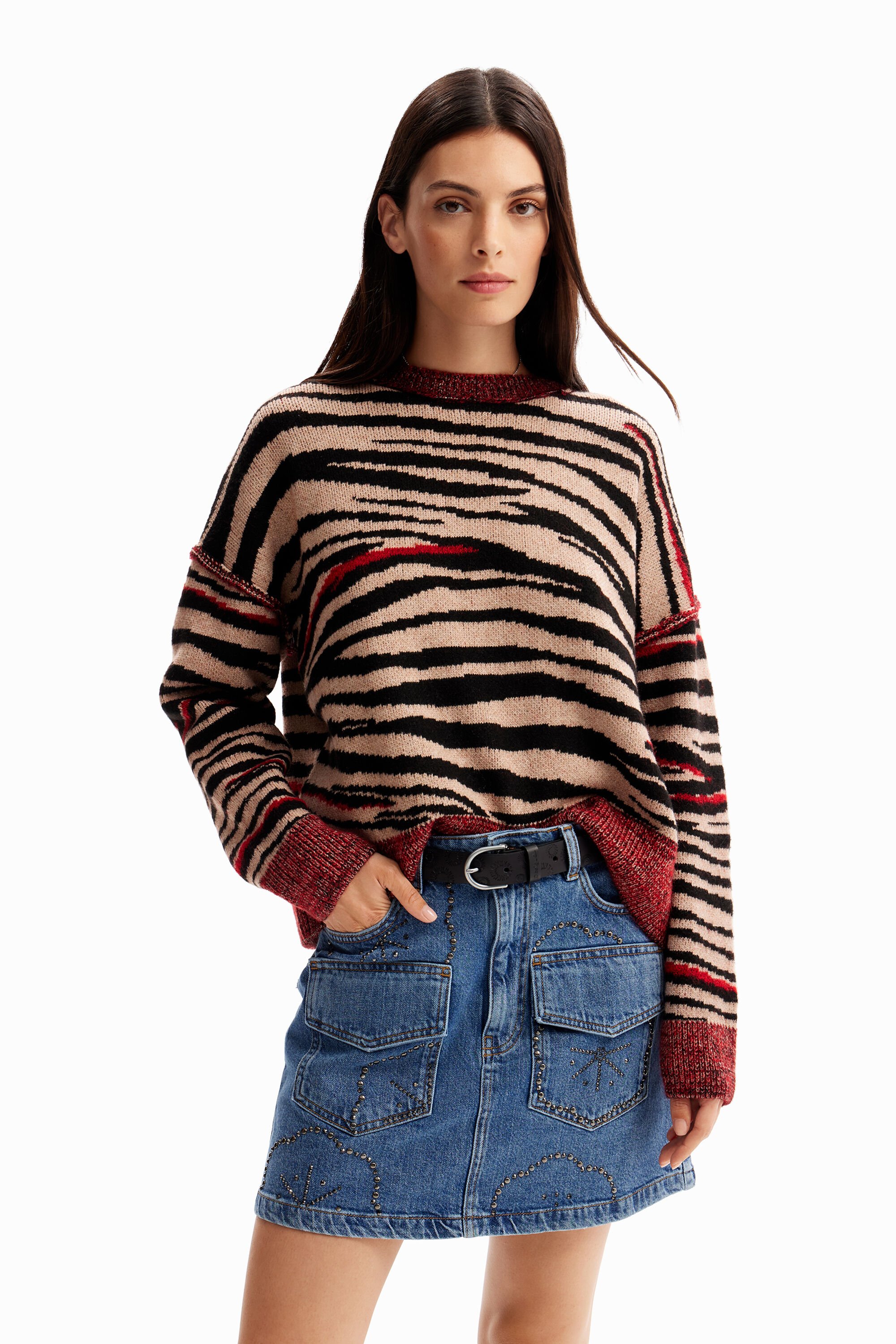 Desigual Maglione zebrato oversize