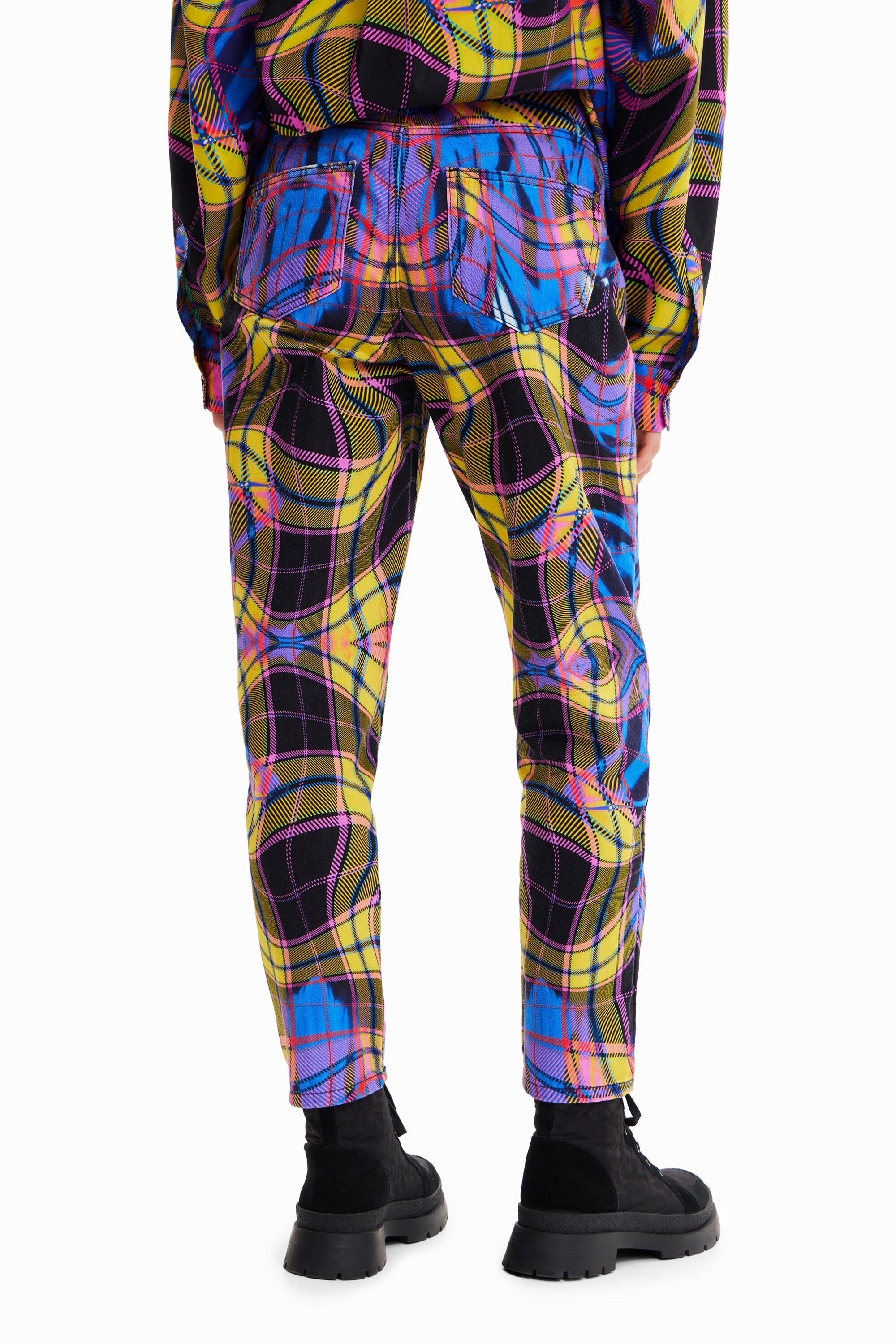 Maria Escote plaid mom trousers Desigual