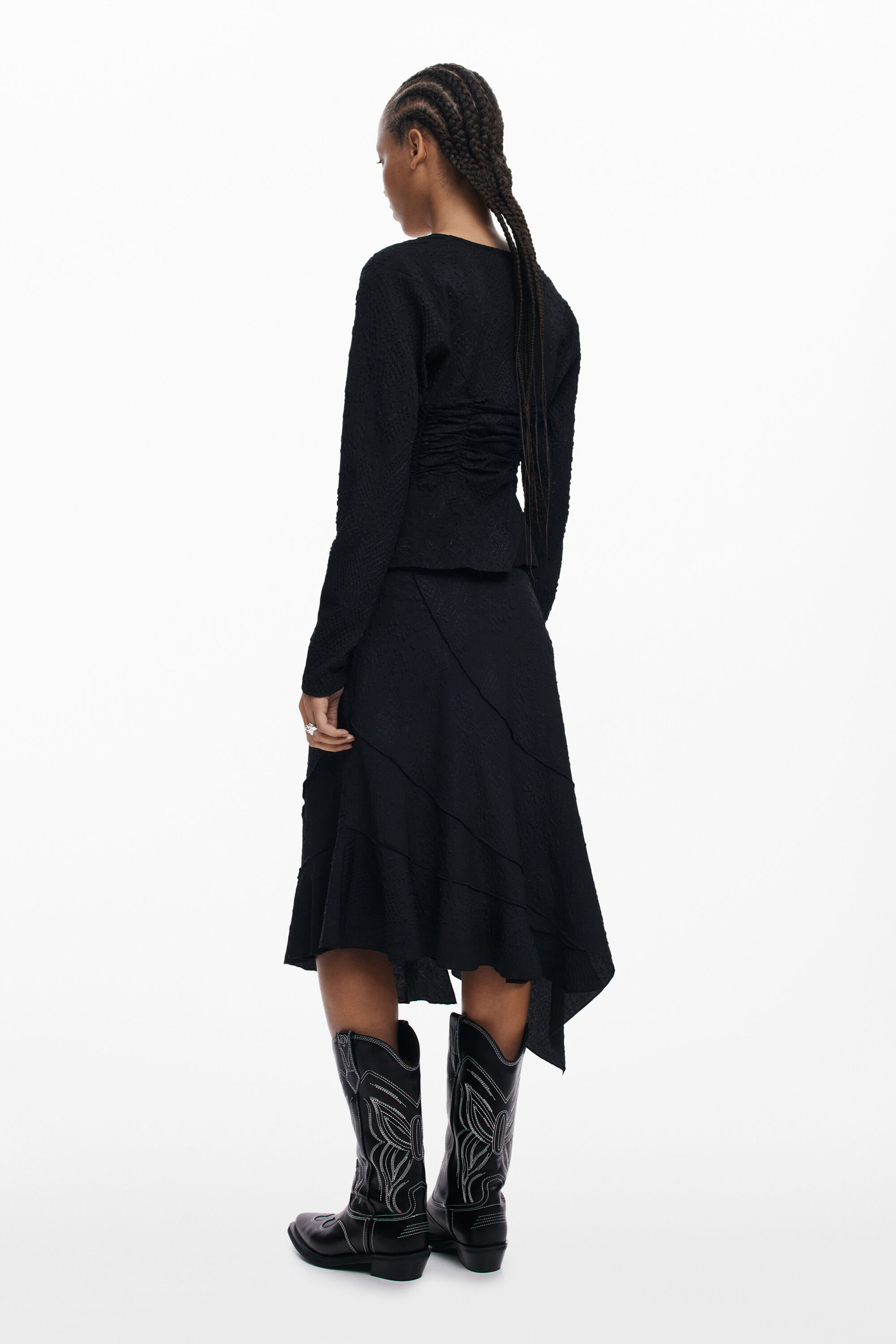 Asymmetric texture skirt Women's I Desigual.com