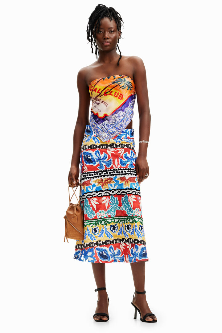 Stella Jean ethnic midi skirt | Desigual