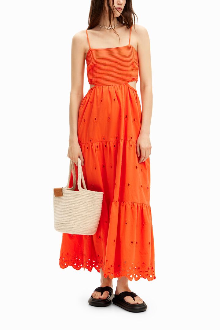 Vestido largo bordados cut-outs | Desigual