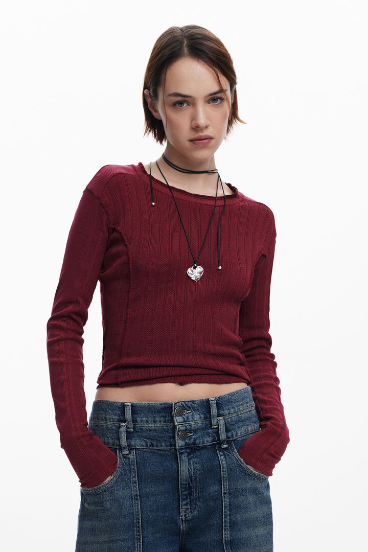 T-shirt en coton coutures | Desigual
