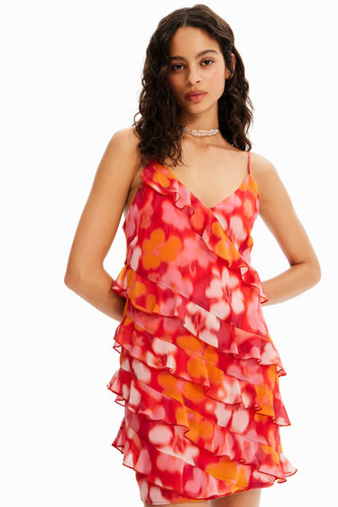 Vestit curt floral volants | Desigual