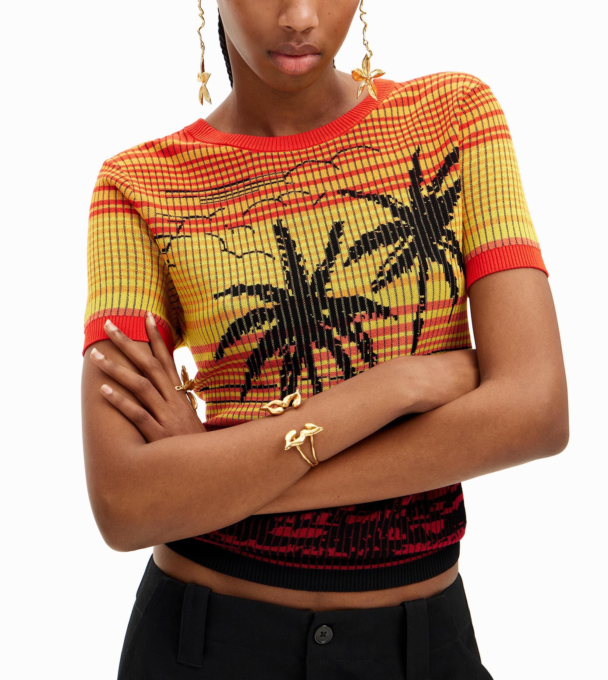 Women's Knit palm tree T-shirt I Desigual.com