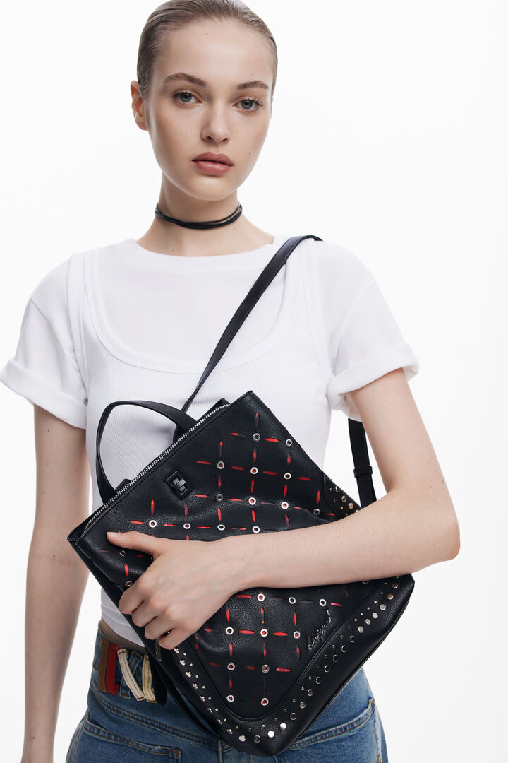Mochila calados tachuelas pequeña | Desigual