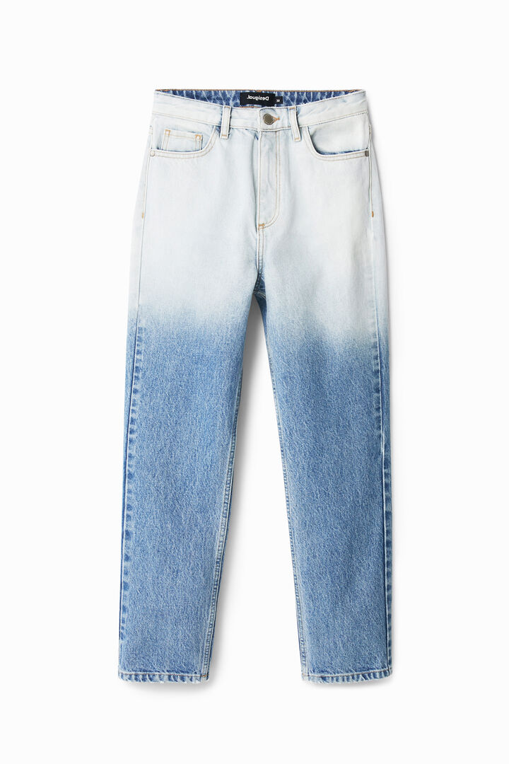Straight cropped degrad&eacute; jeans