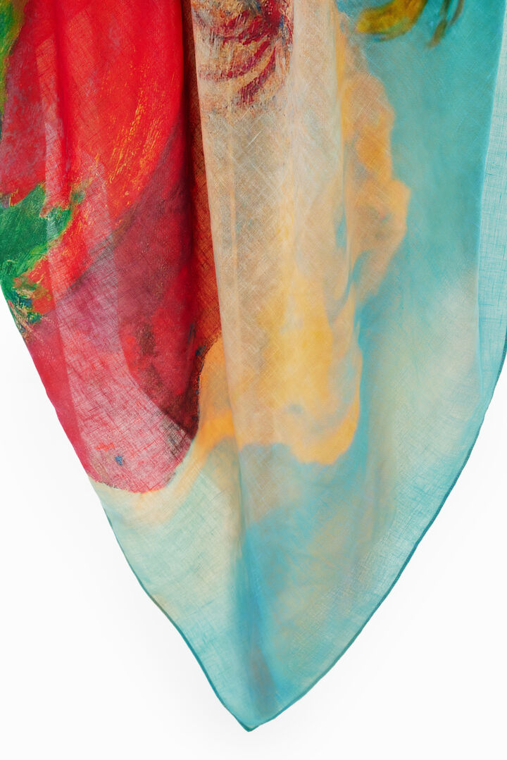 Scarf with Gauguin landscape print. | Desigual