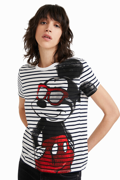 T-shirt riscas Mikey Mouse