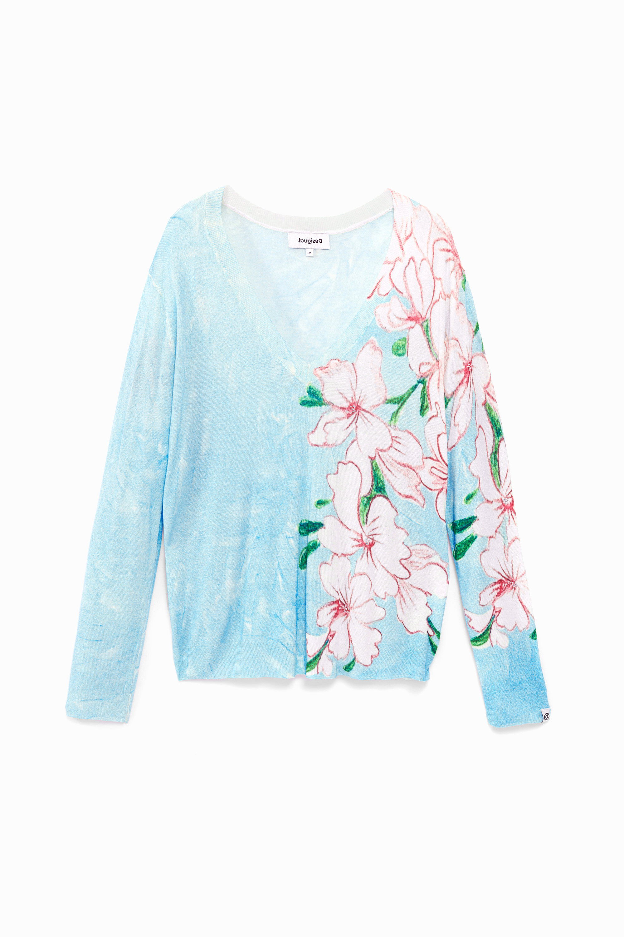 Blumiger Strickpullover