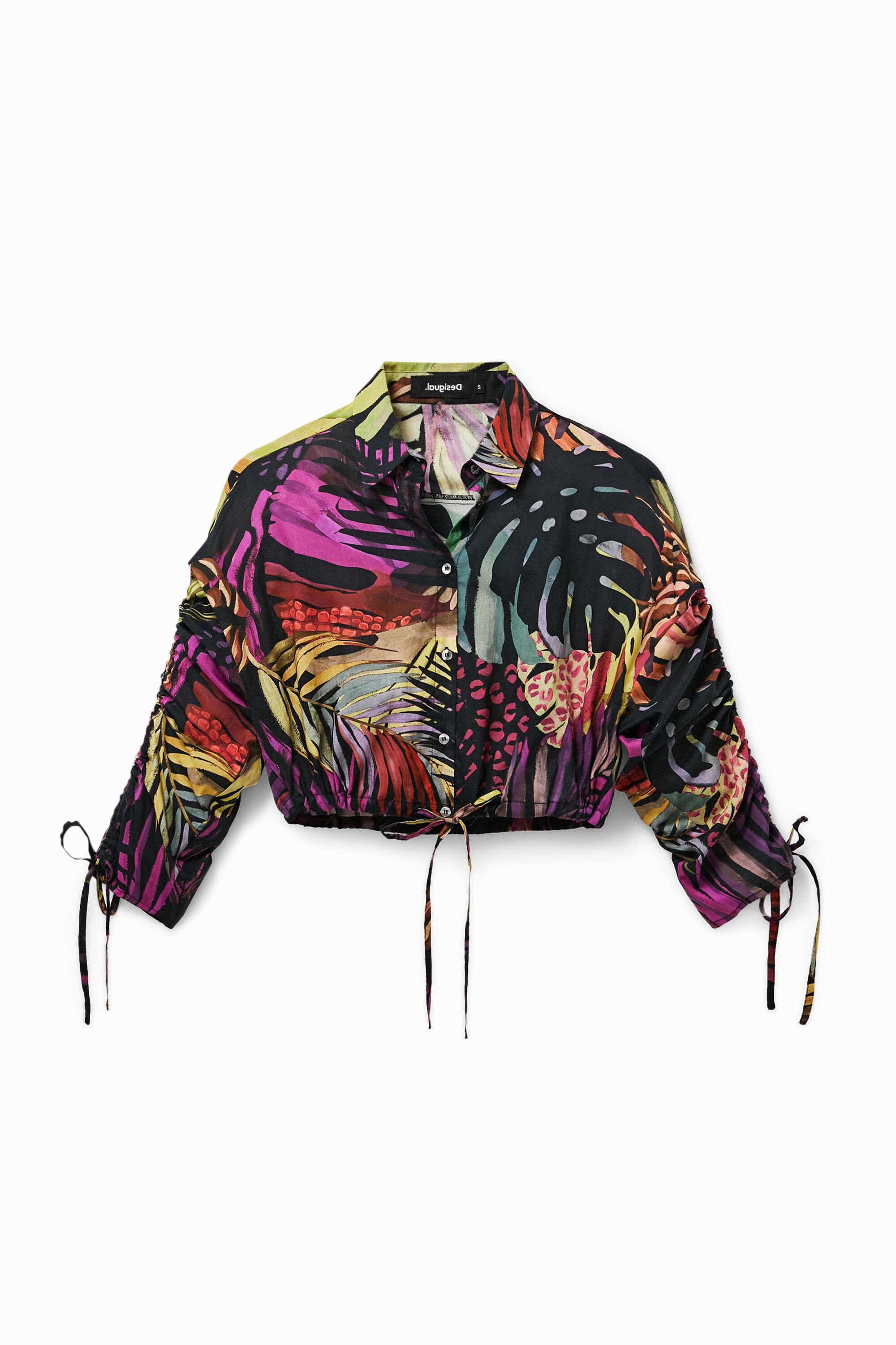 Tropische, schwarze Bluse