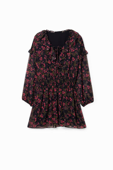 Short floral chiffon dress | Desigual