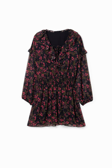 Vestido corto gasa flores | Desigual