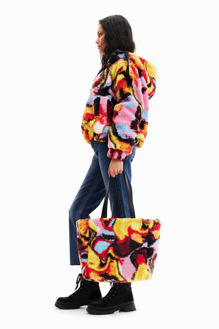 Faux sheepskin maxi shopper bag | Desigual