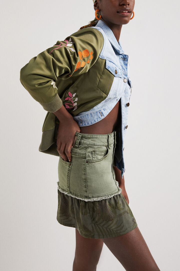 Flounce patchwork denim miniskirt | Desigual