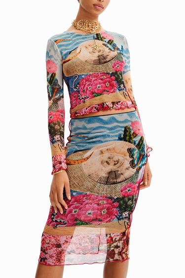 Slim tulle midi skirt | Desigual