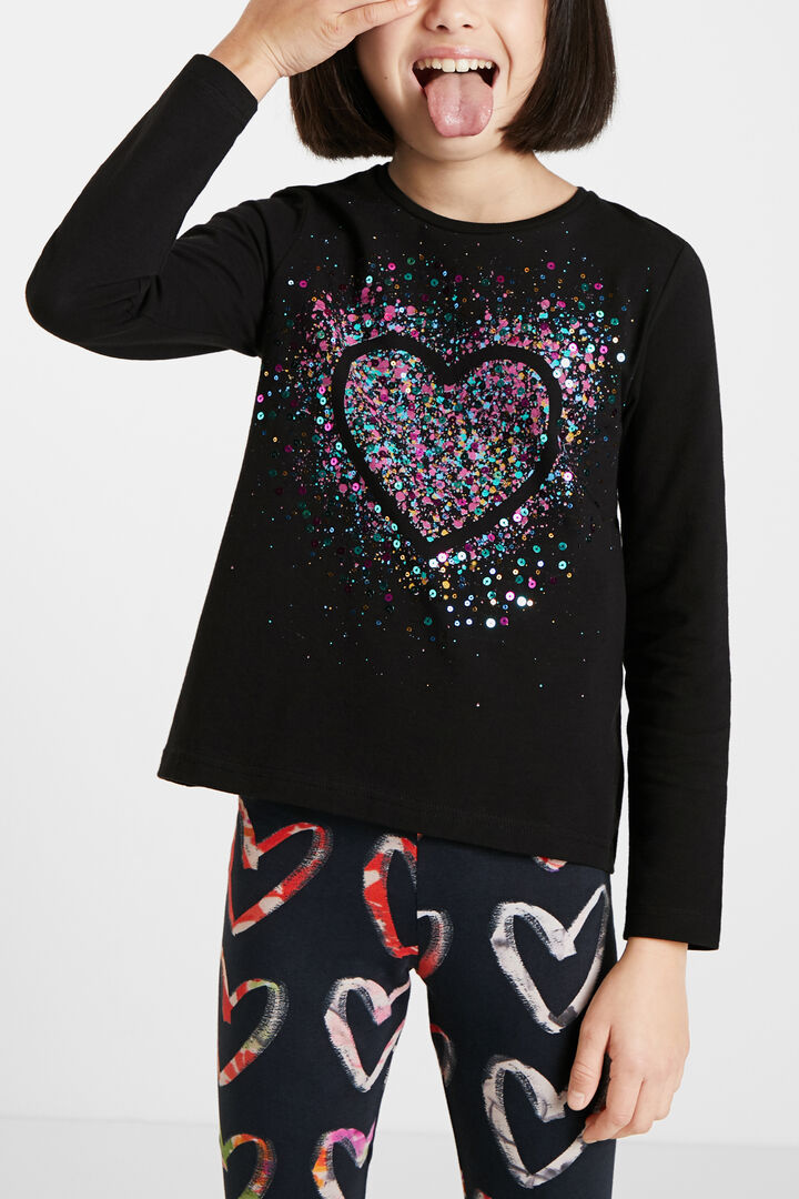 Camiseta corazón lentejuelas | Desigual