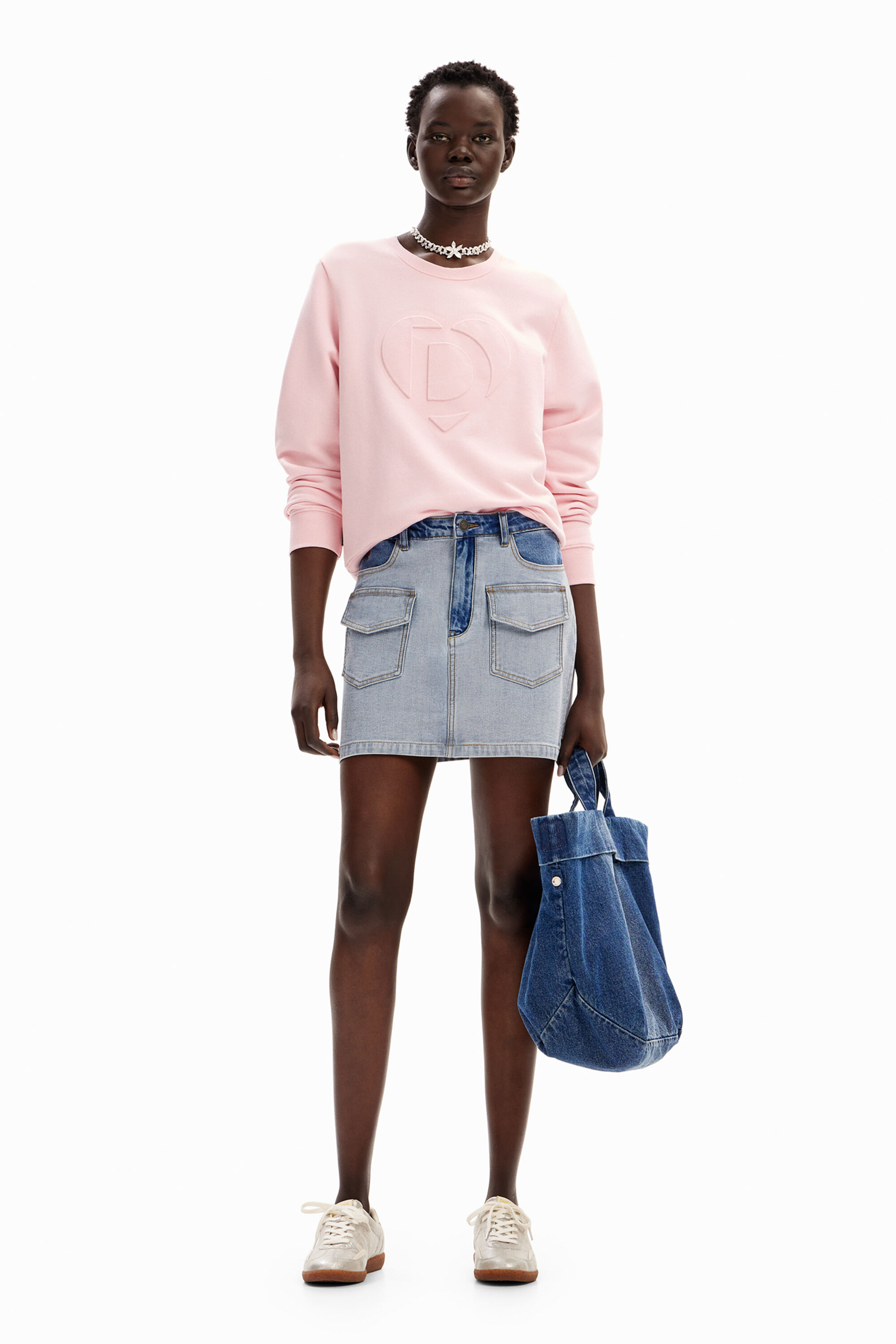 Mini jupe denim poches pour femme I Desigual